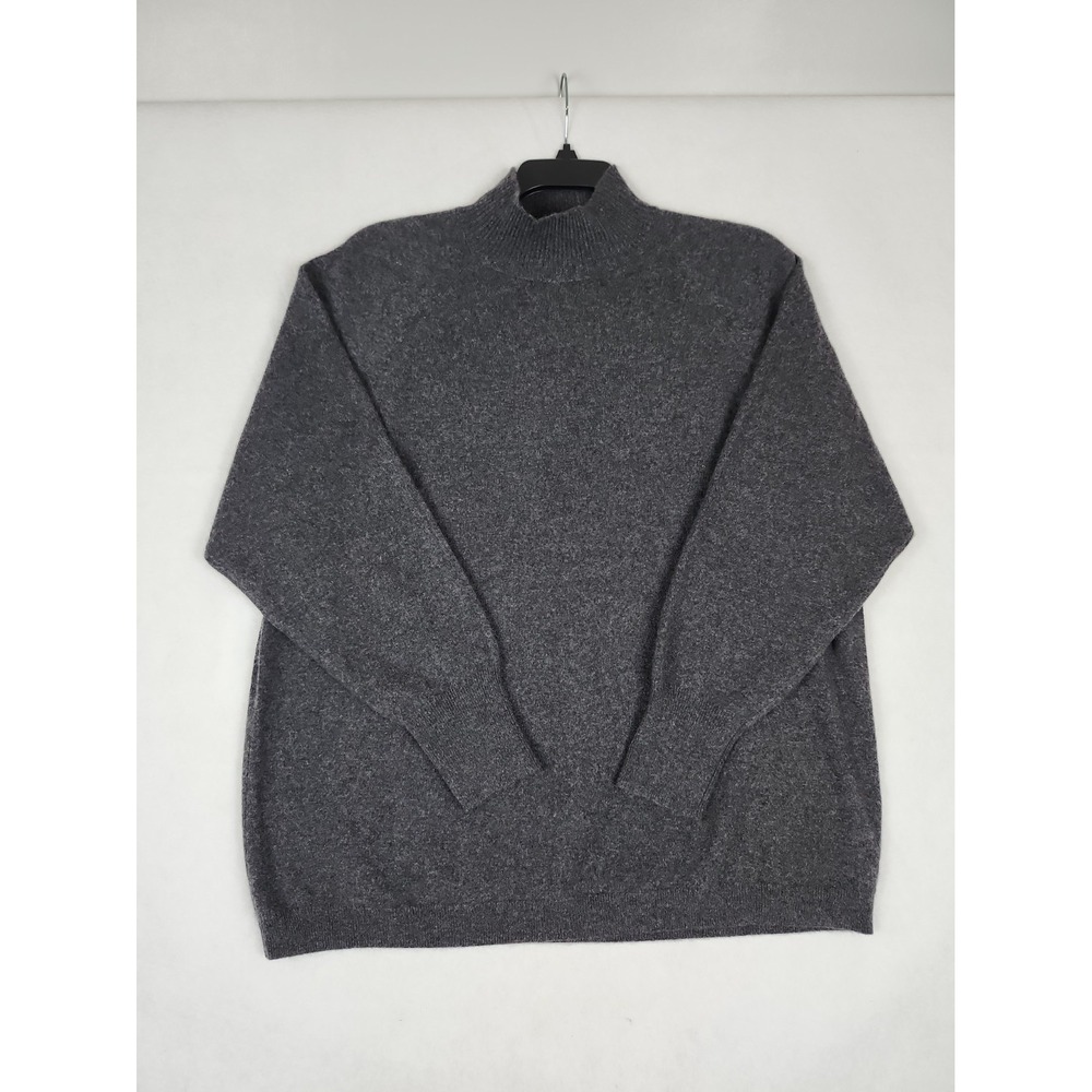 Saks Fifth Avenue Cashmere Sweater 100% Cashmere Womens L Gray Long Sleeve Soft